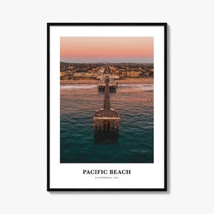 Impression de Pacific Beach, affiche photo de Pacific Beach, art mural de voyage de Pacific Beach, impression de carte de Pacific Beach, Pacific Beach, Californie, États-Unis