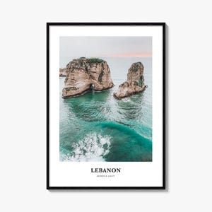 Impressão do Líbano, pôster fotográfico do Líbano, arte de parede de viagem do Líbano, impressão de mapa do Líbano, impressão de fotografia do Líbano, decoração de parede do Líbano, Oriente Médio