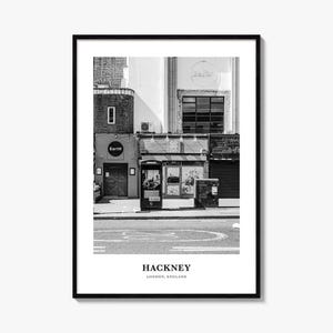 Hackney Print, Black and White Photo Poster, Travel Wall Art, Home Decor