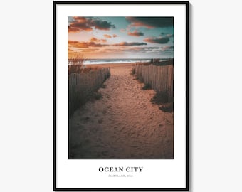 Ocean City Print Maryland, Ocean City Photo Poster, Ocean City Travel Wall Art, Ocean City Map Print, Ocean City Photography Print, USA