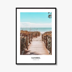 Impresión de Sanibel, póster fotográfico de Sanibel, arte mural turístico de Sanibel, impresión de mapa de Sanibel, impresión fotográfica de Sanibel, decoración de pared de Sanibel, Florida, EE. UU.