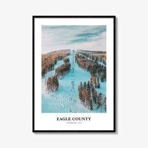 Impression Eagle County, affiche photo Eagle County, art mural voyage Eagle County, impression de carte Eagle County, photographie Eagle County, Colorado, États-Unis
