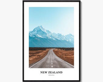 New Zealand Photo Print, South Island Travel Poster, Aoraki Mount Cook Wall Art