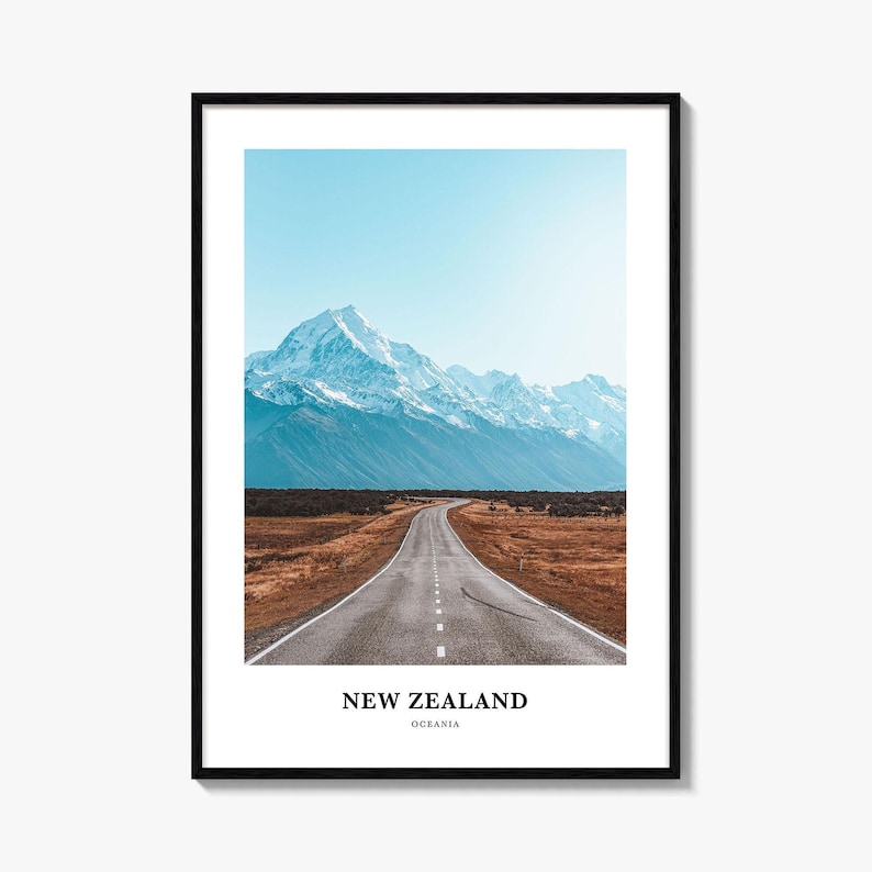 Fotoprint Nieuw-Zeeland, reisposter Zuidereiland, muurkunst Aoraki Mount Cook afbeelding 1