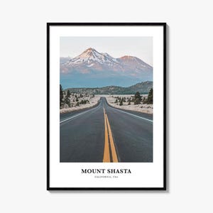 Mount Shasta-fotoprint, reisposter Californië, kunst aan de muur VS, decor Cascade Range