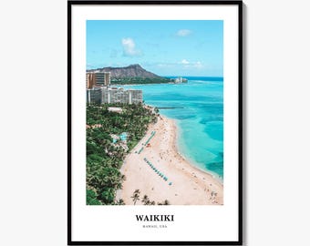 Waikiki Print, Colorful Photo Poster, Travel Wall Art, Home Decor