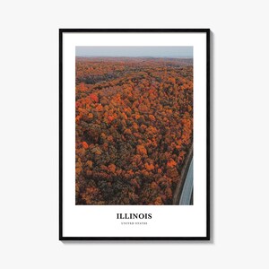 Stampa dell'Illinois n. 3, poster fotografico dell'Illinois, stampe murali turistiche dell'Illinois, mappa dell'Illinois, fotografia dell'Illinois, decorazioni murali dell'Illinois, Stati Uniti