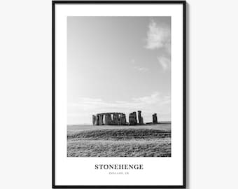 Stampa di Stonehenge, poster fotografico in bianco e nero, decorazione murale da viaggio, arredamento per la casa