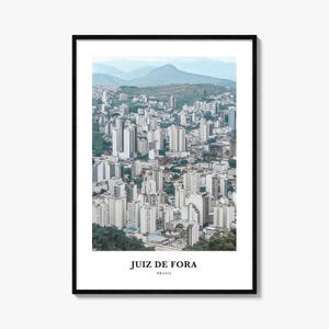 Impresión de Juiz de Fora, cartel fotográfico de Juiz de Fora, arte de pared de viaje de Juiz de Fora, impresión de mapas de Juiz de Fora, impresión de fotografía de Juiz de Fora, Brasil
