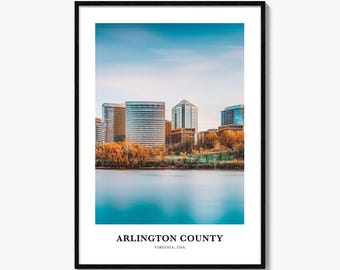 Arlington County Virginia Fotodruck, Potomac River Wandkunst, Rosslyn Dekor, Washington DC Reiseplakat