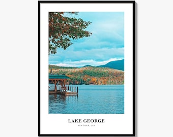 Lake George Print, Lake George Photo Poster, Lake George Travel Wall Art, Lake George Map Print, Lake George Photography, New York, USA