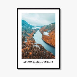 Adirondack Mountains print, Adirondack fotoposter, Adirondack reizen kunst aan de muur, Adirondack kaart afdrukken, Adirondack fotografie, New York, VS