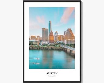 Austin Fotodruck, Texas Reiseplakat, USA Wandkunst, Hill Country Dekor