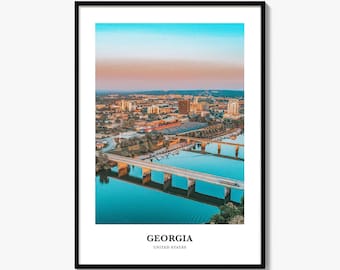 Impresión fotográfica de Georgia, Estados Unidos, póster de viaje a Columbus, arte mural del río Chattahoochee