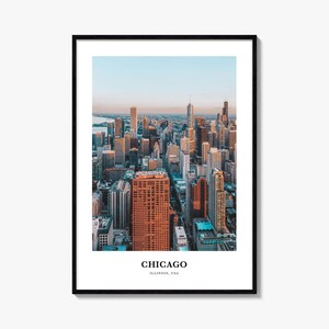 Impression Chicago n° 2, affiche photo Chicago, art mural voyage Chicago, impression carte Chicago, photographie Chicago, décoration murale Chicago, Illinois, États-Unis
