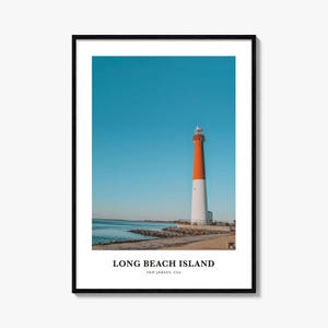 Long Beach Island print nr. 2, Long Beach Island fotoposter, Long Beach Island reizen kunst aan de muur, Long Beach Island kaart, New Jersey, VS
