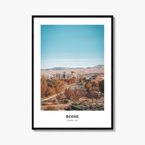 Impresión n.° 1 de Boise, póster fotográfico de Boise, arte mural turístico de Boise, impresión de mapa de Boise, impresión fotográfica de Boise, decoración de pared de Boise, Idaho, EE. UU.