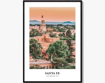 Impressão fotográfica de Santa Fé, pôster de viagem do Novo México, arte de parede do sudoeste americano, decoração do deserto