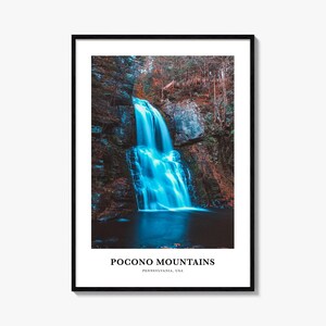 Stampa n. 1 dei Monti Pocono, poster fotografico dei Monti Pocono, decorazione murale turistica dei Monti Pocono, stampa della mappa dei Monti Pocono, Pennsylvania, Stati Uniti