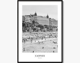 Cannes-tryck, svartvit fotoposter, reseväggkonst, heminredning