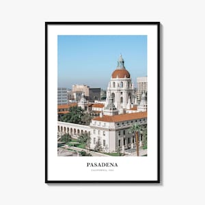 Impresión de Pasadena, póster fotográfico de Pasadena, arte mural turístico de Pasadena, impresión de mapa de Pasadena, impresión fotográfica de Pasadena, Pasadena, California, EE. UU.