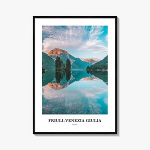 Impressão de Friuli Venezia Giulia, pôster fotográfico de Friuli-Venezia Giulia, arte de parede de viagem de Friuli-Venezia Giulia, mapa de Friuli-Venezia Giulia, Itália