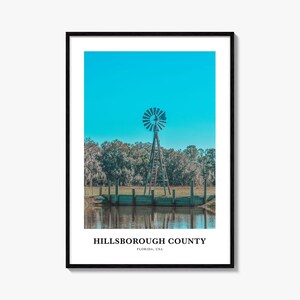 Hillsborough County Print, Hillsborough County Photo Poster, Hillsborough County Travel Wall Art, Map Print, Hillsborough, Florida, USA