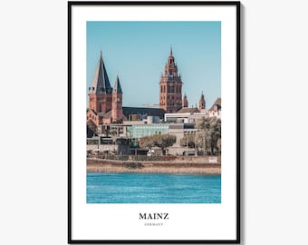 Mainz Fotodruck, Rheinland-Pfalz Reise Poster, Deutschland Wandkunst, Rhein Dekor