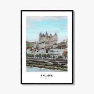Impresión de Saumur, Cartel fotográfico de Saumur, Arte de pared de viaje de Saumur, Impresión de mapa de Saumur, Impresión de fotografía de Saumur, Decoración de pared de Saumur, Francia