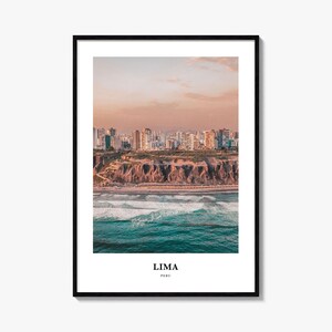 Impressão de Lima, pôster fotográfico de Lima, arte de parede de viagem de Lima, impressão de mapa de Lima, impressão de fotografia de Lima, decoração de parede de Lima, Peru