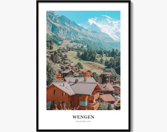Wengen Print, Colorful Photo Poster, Travel Wall Art, Home Decor