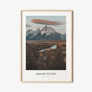 Grand Teton National Park Print, Grand Teton National Park Foto Poster, Grand Teton Travel Wall Art, Grand Teton Kaart Print, Wyoming, VS