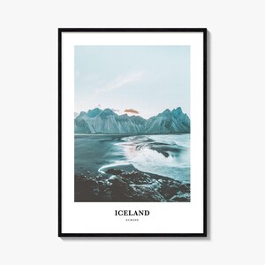 Impresión de Islandia, póster fotográfico de Islandia, arte mural de viaje de Islandia, impresión de mapa de Islandia, impresión fotográfica de Islandia, decoración de pared de Islandia, Europa