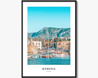 Impresión fotográfica de Kyrenia, póster de viaje al norte de Chipre, arte mural de Chipre, decoración mediterránea