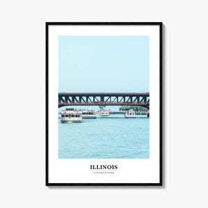 Stampa dell'Illinois n. 2, poster fotografico dell'Illinois, stampe murali turistiche dell'Illinois, mappa dell'Illinois, fotografia dell'Illinois, decorazioni murali dell'Illinois, Stati Uniti