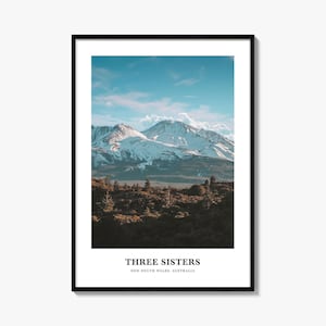 Three Sisters Print, Three Sisters Photo Poster, Three Sisters Travel Wall Art, Three Sisters Map, Three Sisters, New South Wales, Australia