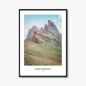 Impressão das Dolomitas, pôster fotográfico das Dolomitas, arte de parede de viagem das Dolomitas, impressão de mapa das Dolomitas, impressão fotográfica das Dolomitas, Dolomitas, Itália