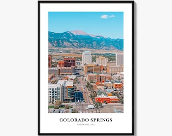 Wydruk ze zdjęciem z Colorado Springs, plakat z podróży Pikes Peak, grafika ścienna z Gór Skalistych, wystrój USA
