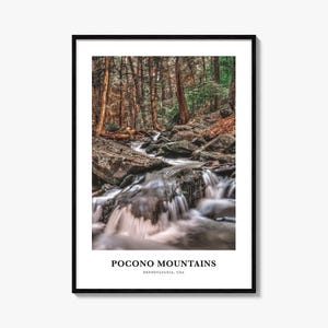 Stampa n. 2 dei Monti Pocono, poster fotografico dei Monti Pocono, decorazione murale turistica dei Monti Pocono, stampa della mappa dei Monti Pocono, Pennsylvania, Stati Uniti