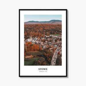 Stowe Print Nr. 1, Stowe Fotoposter, Stowe Reisewandkunst, Stowe Kartendruck, Stowe Fotografie Druck, Stowe Wanddekor, Vermont, USA