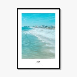 30a print, 30a fotoposter, 30a reiskunst aan de muur, 30a kaartprint, 30a fotografie-print, 30a wanddecoratie, Florida, VS