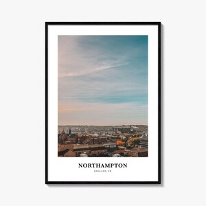 Northampton print, Northampton fotoposter, Northampton reizen kunst aan de muur, Northampton kaart print, Northampton fotografie print, Engeland, Verenigd Koninkrijk