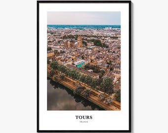 Impressão de Tours, pôster fotográfico de Tours, arte de parede de viagem de Tours, impressão de mapa de Tours, impressão de fotografia de Tours, decoração de parede de Tours, França