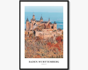 Baden Württemberg Fotodruck, Deutschland Reise Poster, Schwarzwald Wandkunst, Hohenzollern Burg Dekor