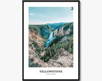 Yellowstone National Park Print No 1, Yellowstone National Park Photo Poster, Yellowstone Travel Wall Art, Yellowstone Map, United States