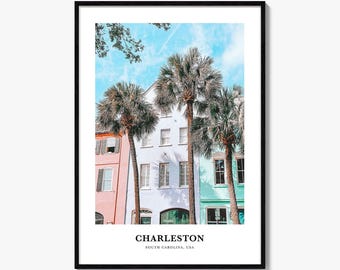 Charleston Print South Carolina No 2, Charleston Photo Poster, Charleston Travel Wall Art, Charleston Map, Charleston Photography, USA