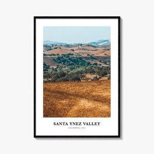 Santa Ynez Valley-print, Santa Ynez Valley-fotoposter, Santa Ynez Valley Travel Wall Art, Santa Ynez Valley-kaartprint, Californië, VS