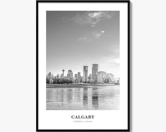 Calgary Print, Black and White Photo Poster, Travel Wall Art, Home Decor