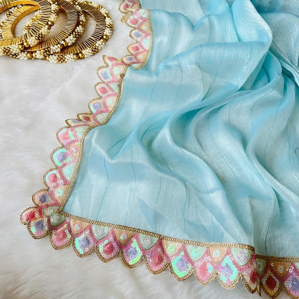 Latest party wear saree  Ready To Wear sarees for women Bridal wedding wear Bollywood Sequins Saree Beautiful Designer saree Blouse Designs