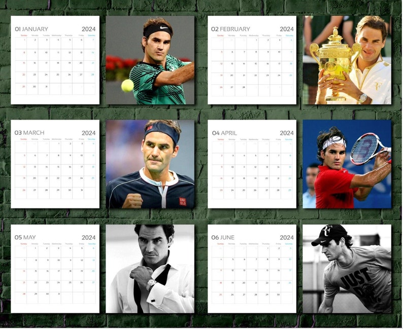 Roger Federer Calendar 2025 Roger Federer 2025 Celebrity Etsy